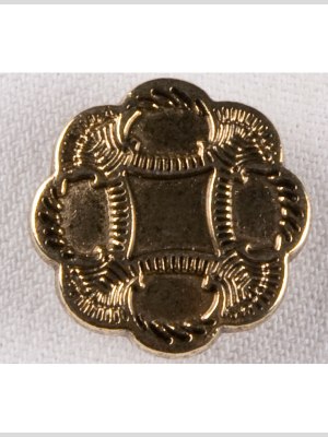 Metal Shank Back Button – 36L/23mm – Cloud Shaped Gold with Ornate Borders Metal Shank Back Button – 36L/23mm – Cloud Shaped Gold with Ornate Borders