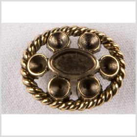 Oval Metal Shank Back Button – 40L/25.5mm – Gold Circles and Twisted Rope Open Framework Oval Metal Shank Back Button – 40L/25.5mm – Gold Circles and Twisted Rope Open Framework