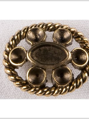 Oval Metal Shank Back Button – 40L/25.5mm – Gold Circles and Twisted Rope Open Framework Oval Metal Shank Back Button – 40L/25.5mm – Gold Circles and Twisted Rope Open Framework