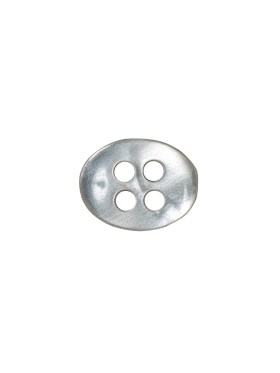 Silver Iridescent 4-Hole Oval-Shaped Plastic Button – 20L/12.5mm Silver Iridescent 4-Hole Oval-Shaped Plastic Button – 20L/12.5mm