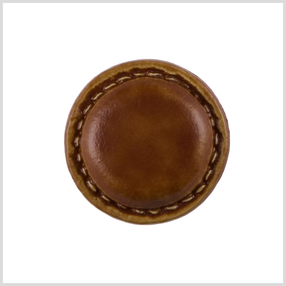Plastic Shank Back Button – 40L/25.5mm – Light Brown Faux Leather with Stitched Rim Plastic Shank Back Button – 40L/25.5mm – Light Brown Faux Leather with Stitched Rim