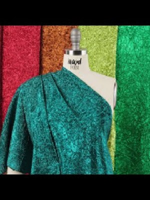 Astrolabe Metallic Lemon and Kelly Crinkled Luxury Brocade with Black Backing Astrolabe Metallic Lemon and Kelly Crinkled Luxury Brocade with Black Backing