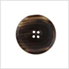 Horn 4-Hole Button – 44L/28mm – Dark Brown and Beige Striations Horn 4-Hole Button – 44L/28mm – Dark Brown and Beige Striations