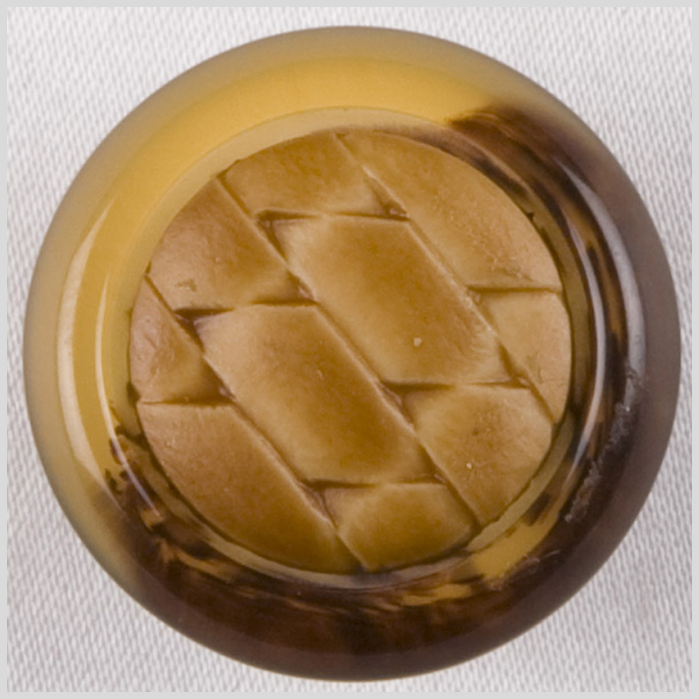 Plastic Shank Back Button – 36L/23mm – Beige and Brown Marbled with Basketweave Center Plastic Shank Back Button – 36L/23mm – Beige and Brown Marbled with Basketweave Center