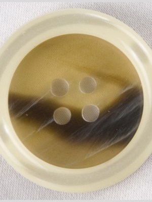 Plastic 4-Hole Button – 40L/25.5mm – Translucent Beige and Brown Swirl with Ivory Rim Plastic 4-Hole Button – 40L/25.5mm – Translucent Beige and Brown Swirl with Ivory Rim