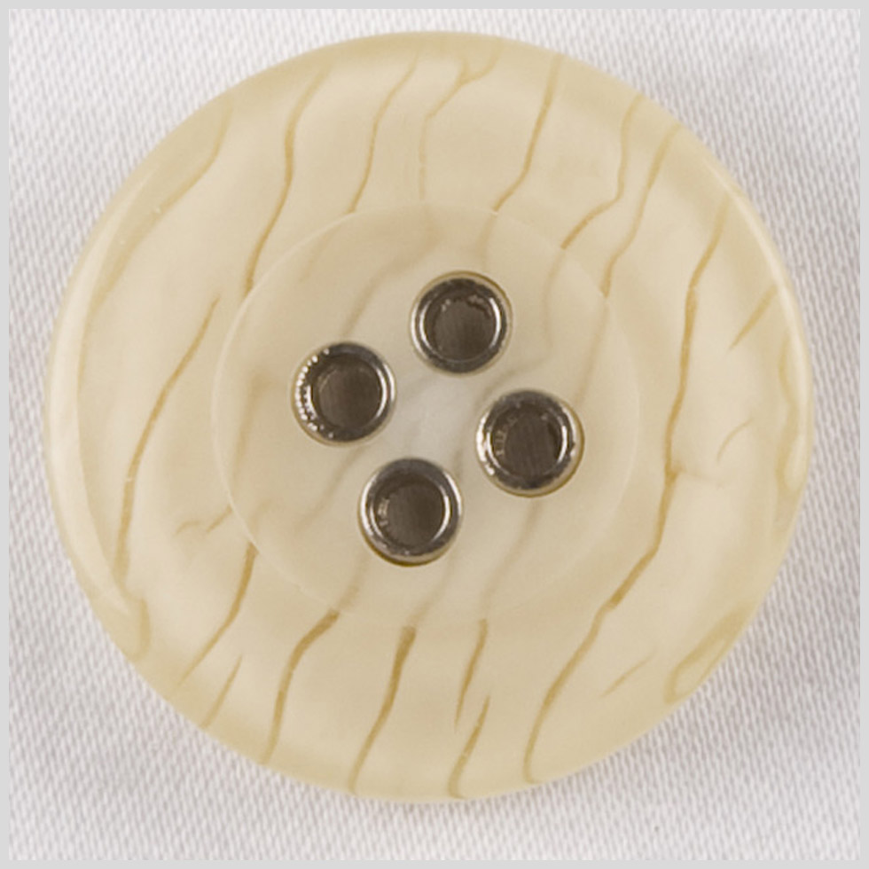 Plastic 4-Hole Button with Metal Eyelet Holes – 36L/23mm – Ivory and Translucent Cracks Plastic 4-Hole Button with Metal Eyelet Holes – 36L/23mm – Ivory and Translucent Cracks