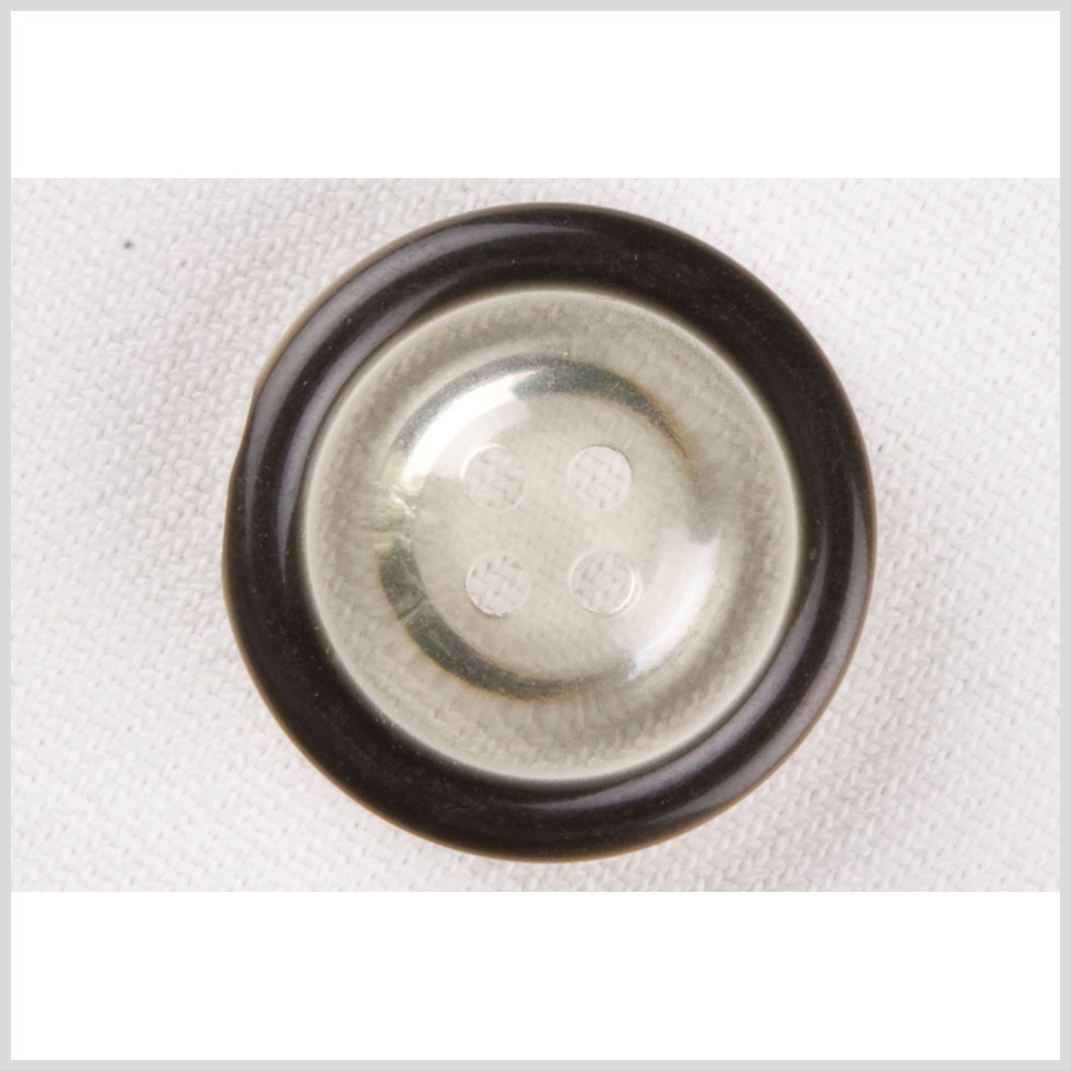Plastic 4-Hole Button – 40L/25.5mm – Clear with Opaque Dark Gray Rim Plastic 4-Hole Button – 40L/25.5mm – Clear with Opaque Dark Gray Rim