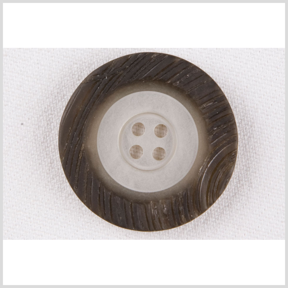 Plastic 4-Hole Button – 32L/20mm – Ivory and Warm Dark Gray Rings Engraved Rim Plastic 4-Hole Button – 32L/20mm – Ivory and Warm Dark Gray Rings Engraved Rim
