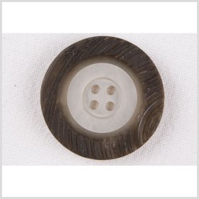 Plastic 4-Hole Button – 32L/20mm – Ivory and Warm Dark Gray Rings Engraved Rim Plastic 4-Hole Button – 32L/20mm – Ivory and Warm Dark Gray Rings Engraved Rim