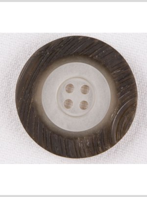 Plastic 4-Hole Button – 32L/20mm – Ivory and Warm Dark Gray Rings Engraved Rim Plastic 4-Hole Button – 32L/20mm – Ivory and Warm Dark Gray Rings Engraved Rim