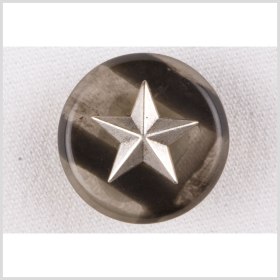 Plastic Shank Back Button – 36L/23mm – Translucent Charcoal Stripes and Silver Star Emblem Plastic Shank Back Button – 36L/23mm – Translucent Charcoal Stripes and Silver Star Emblem