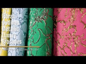 Metallic Luxury Brocade – Sky Blue Floral Outlines Metallic Luxury Brocade – Sky Blue Floral Outlines