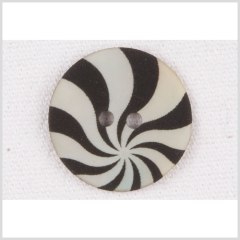 Natural Shell 2-Hole Button – 28L/18mm – Ivory and Black Radiating Swirl Natural Shell 2-Hole Button – 28L/18mm – Ivory and Black Radiating Swirl