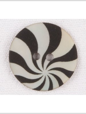 Natural Shell 2-Hole Button – 28L/18mm – Ivory and Black Radiating Swirl Natural Shell 2-Hole Button – 28L/18mm – Ivory and Black Radiating Swirl