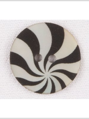 Natural Shell 2-Hole Button – 32L/20mm – Ivory and Black Radiating Swirl Natural Shell 2-Hole Button – 32L/20mm – Ivory and Black Radiating Swirl