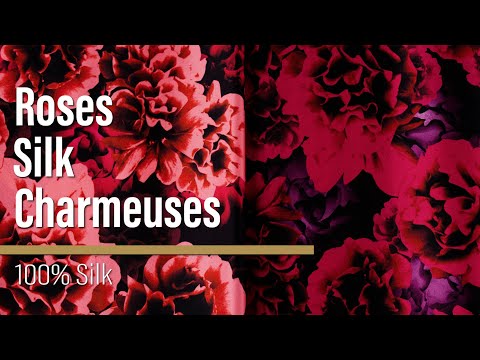 Silk Charmeuse 19mm – Red and Purple Roses Silk Charmeuse 19mm – Red and Purple Roses