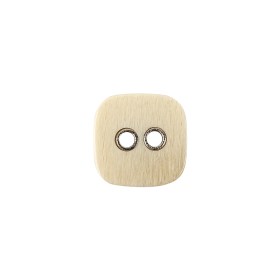 Square Plastic and Metal 2-Hole Button – 24L/15mm – Light Beige Striated with Metal Holes Square Plastic and Metal 2-Hole Button – 24L/15mm – Light Beige Striated with Metal Holes