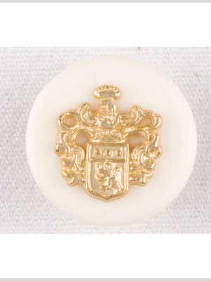 Plastic Shank Back Button – 36L/23mm – Ivory and Gold Decorative Crest Plastic Shank Back Button – 36L/23mm – Ivory and Gold Decorative Crest