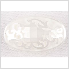 Oval-Shaped Plastic Shank Back Button – 24L/15mm – Pearly Off White Ornate Engravings Oval-Shaped Plastic Shank Back Button – 24L/15mm – Pearly Off White Ornate Engravings