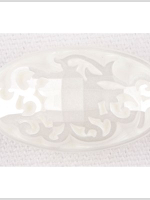 Oval-Shaped Plastic Shank Back Button – 40L/25.5mm – Pearly Off White Ornate Engravings Oval-Shaped Plastic Shank Back Button – 40L/25.5mm – Pearly Off White Ornate Engravings