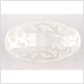 Oval-Shaped Plastic Shank Back Button – 40L/25.5mm – Pearly Off White Ornate Engravings Oval-Shaped Plastic Shank Back Button – 40L/25.5mm – Pearly Off White Ornate Engravings