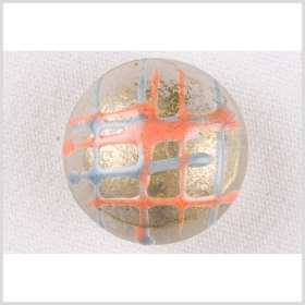 Plastic Shank Back Button – 36L/23mm – Domed Orange, Sky Blue and Gold Lines and Splatters Plastic Shank Back Button – 36L/23mm – Domed Orange, Sky Blue and Gold Lines and Splatters