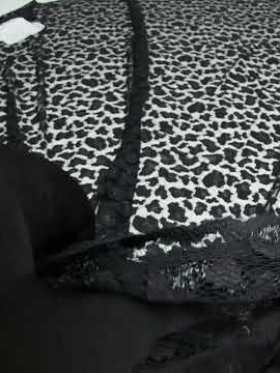 Metallic Raschel Lace with Finished Edges – Black Leopard Spots Metallic Raschel Lace with Finished Edges – Black Leopard Spots