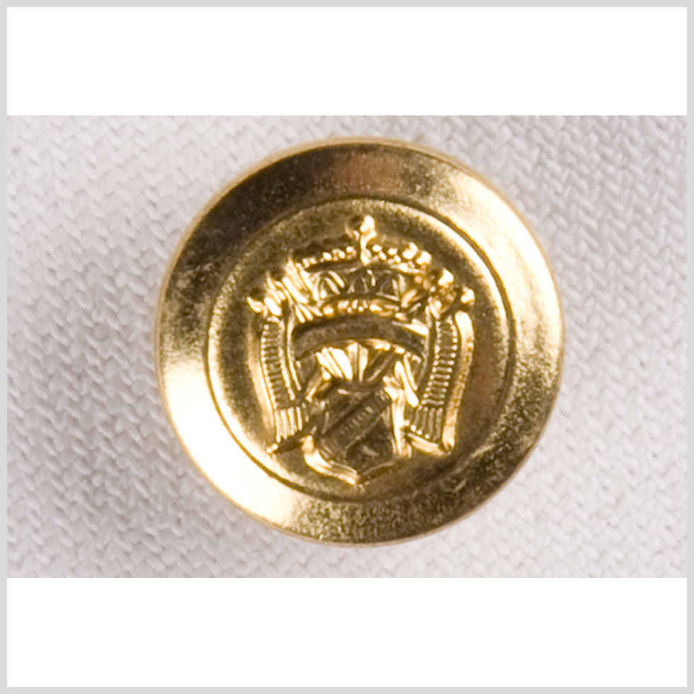 Metal Shank Back Button – 24L/15mm – Bright Gold Crest Metal Shank Back Button – 24L/15mm – Bright Gold Crest