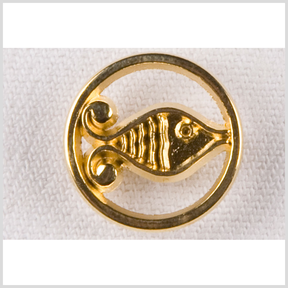 Metal Shank Back Button – 28L/18mm – Gold Kissing Fish Open Framework Metal Shank Back Button – 28L/18mm – Gold Kissing Fish Open Framework