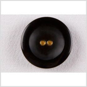 Plastic 2-Hole Button – 36L/23mm – Black Rolled Rim with Gold Metal Holes Plastic 2-Hole Button – 36L/23mm – Black Rolled Rim with Gold Metal Holes