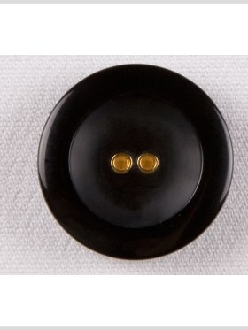Plastic 2-Hole Button – 45L/29mm – Black Rolled Rim with Gold Metal Holes Plastic 2-Hole Button – 45L/29mm – Black Rolled Rim with Gold Metal Holes