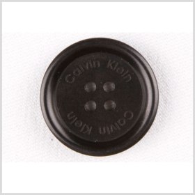 Plastic 4-Hole Button by Calvin Klein – 40L/25.5mm – Black Designer Logo Rolled Rim Plastic 4-Hole Button by Calvin Klein – 40L/25.5mm – Black Designer Logo Rolled Rim