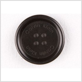 Plastic 4-Hole Button by Calvin Klein – 32L/20mm – Black Designer Logo Rolled Rim Plastic 4-Hole Button by Calvin Klein – 32L/20mm – Black Designer Logo Rolled Rim
