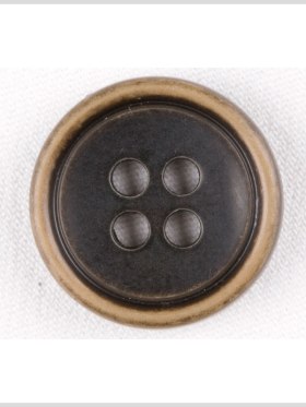 Plastic 4-Hole Button – 44L/28mm – Black with Gold Rim Plastic 4-Hole Button – 44L/28mm – Black with Gold Rim
