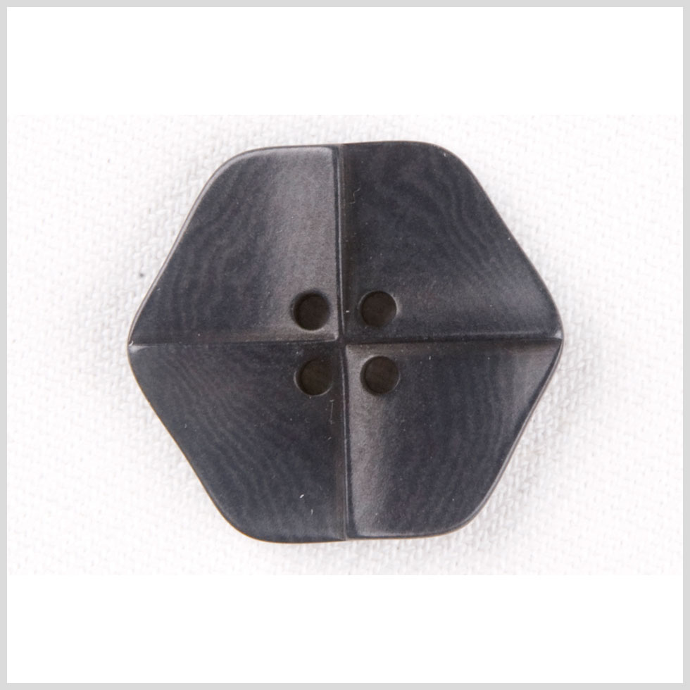 Hexagonal Plastic 4-Hole Button – 44L/28mm – Black Wood Grain Hexagonal Plastic 4-Hole Button – 44L/28mm – Black Wood Grain