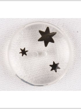 Plastic 2-Hole Button – 36L/23mm – Clear with Black 6-Point Stars Plastic 2-Hole Button – 36L/23mm – Clear with Black 6-Point Stars