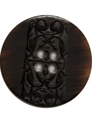 Plastic 4-Hole Button – 45L/29mm – Black Ornate Swirls Embossed Stripe Plastic 4-Hole Button – 45L/29mm – Black Ornate Swirls Embossed Stripe