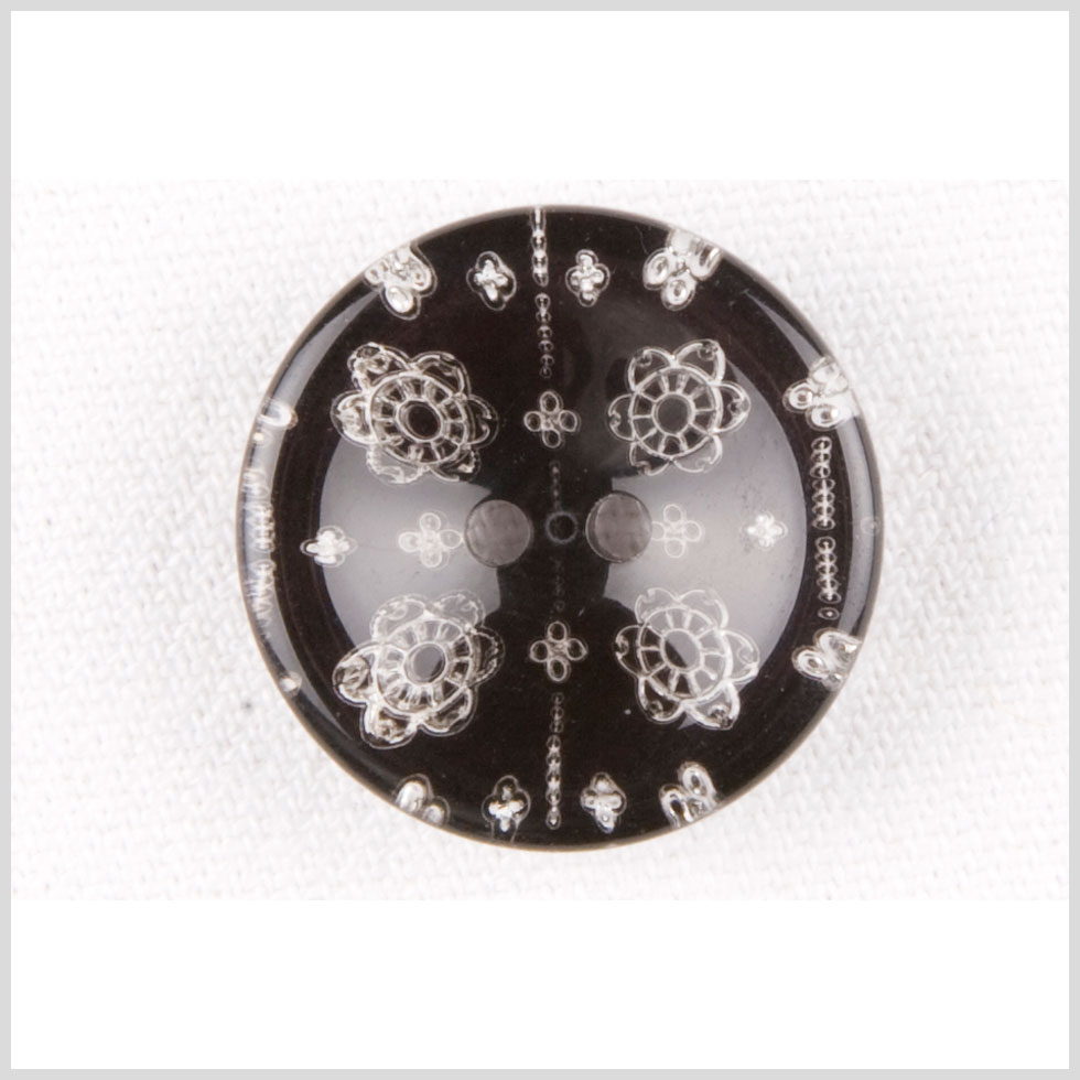 Plastic 2-Hole Button – 36L/23mm – Black and Clear Little Flowers Plastic 2-Hole Button – 36L/23mm – Black and Clear Little Flowers