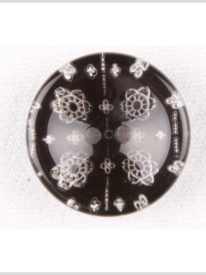 Plastic 2-Hole Button – 36L/23mm – Black and Clear Little Flowers Plastic 2-Hole Button – 36L/23mm – Black and Clear Little Flowers