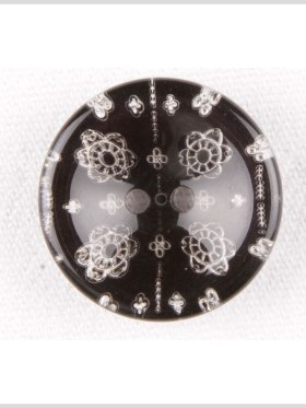 Plastic 2-Hole Button – 36L/23mm – Black and Clear Little Flowers Plastic 2-Hole Button – 36L/23mm – Black and Clear Little Flowers
