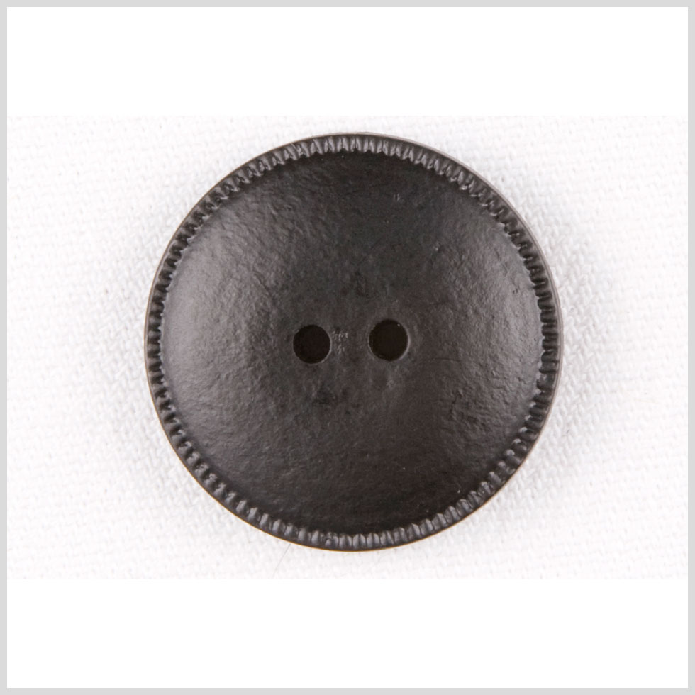 Plastic 2-Hole Button – 42L/27mm – Black Faux Leather Low Convex and Pie Crust Rim Plastic 2-Hole Button – 42L/27mm – Black Faux Leather Low Convex and Pie Crust Rim