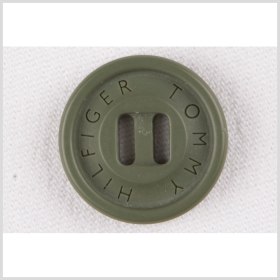 Plastic Slot 2-Hole Button by Tommy Hilfiger – 24L/15mm – Dark Sage Green Designer Logo Plastic Slot 2-Hole Button by Tommy Hilfiger – 24L/15mm – Dark Sage Green Designer Logo