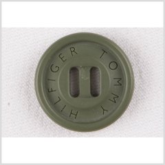 Plastic Slot 2-Hole Button by Tommy Hilfiger – 24L/15mm – Dark Sage Green Designer Logo Plastic Slot 2-Hole Button by Tommy Hilfiger – 24L/15mm – Dark Sage Green Designer Logo