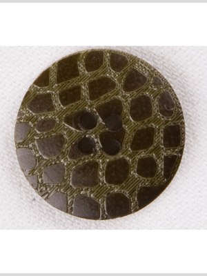 Plastic 4-Hole Button – 36L/23mm – Olive Green Etched Alligator Skin Plastic 4-Hole Button – 36L/23mm – Olive Green Etched Alligator Skin