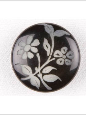 Black and Gray Floral Plastic Shank-Back Button – 28L/18mm Black and Gray Floral Plastic Shank-Back Button – 28L/18mm
