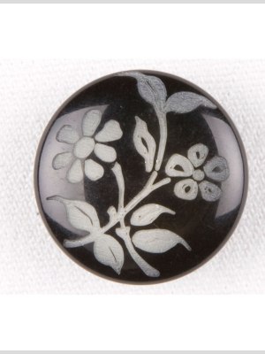 Black and Gray Floral Plastic Shank-Back Button – 28L/18mm Black and Gray Floral Plastic Shank-Back Button – 28L/18mm