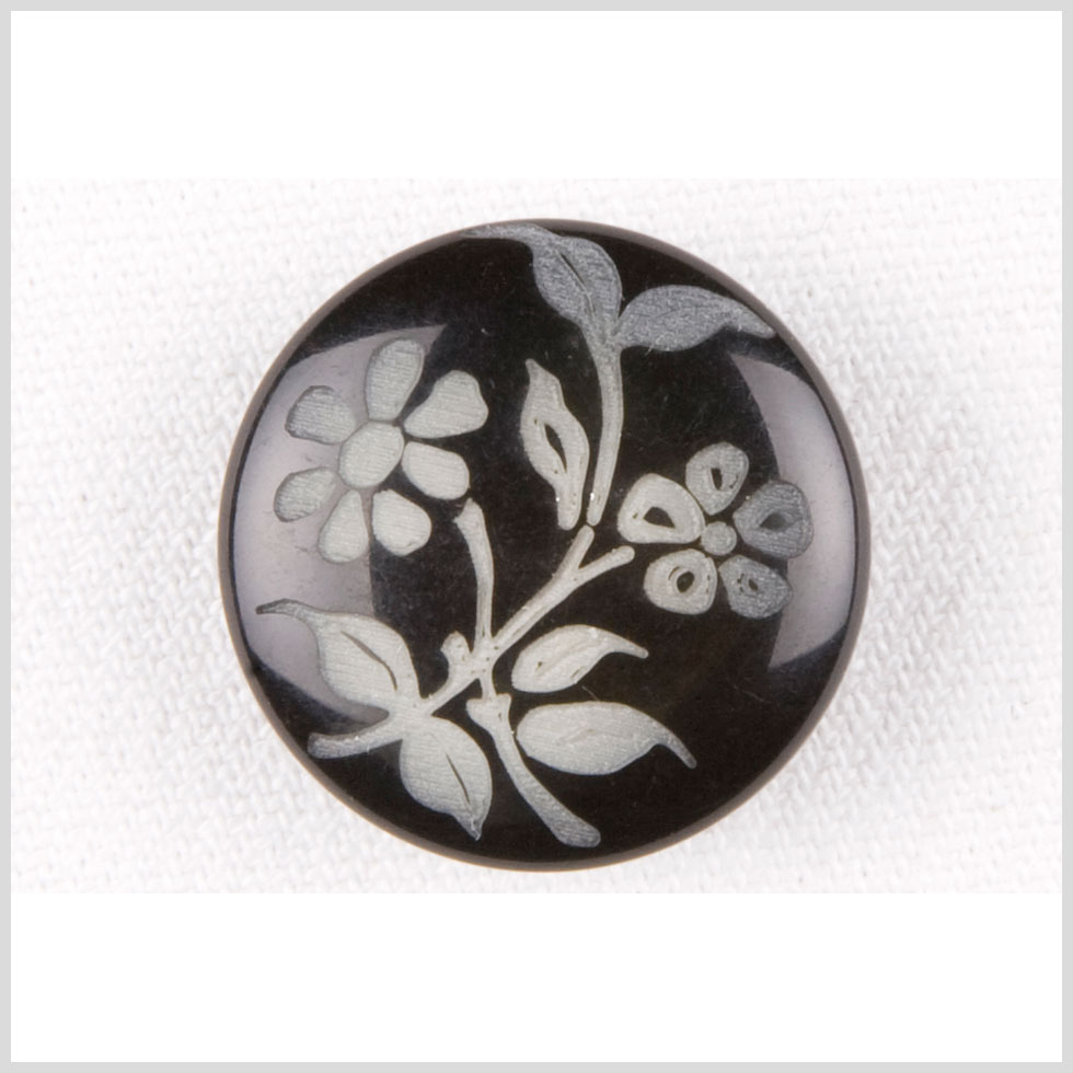 Black and Gray Floral Plastic Shank-Back Button – 32L/20mm Black and Gray Floral Plastic Shank-Back Button – 32L/20mm