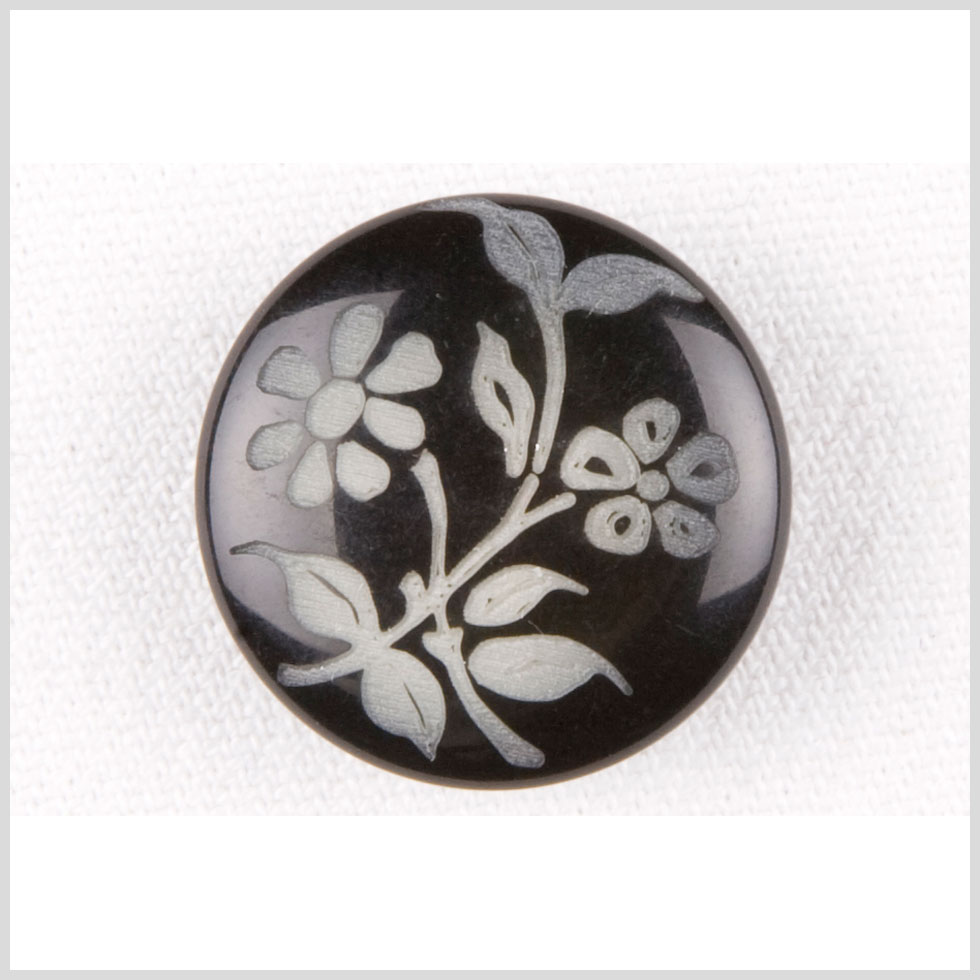 Black and Gray Floral Plastic Shank-Back Button – 36L/23mm Black and Gray Floral Plastic Shank-Back Button – 36L/23mm