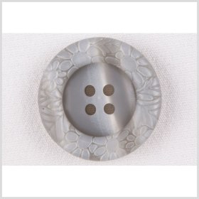 Plastic 4-Hole Button – 32L/20mm – Light Gray Streaked Floral Embossed Rim Plastic 4-Hole Button – 32L/20mm – Light Gray Streaked Floral Embossed Rim