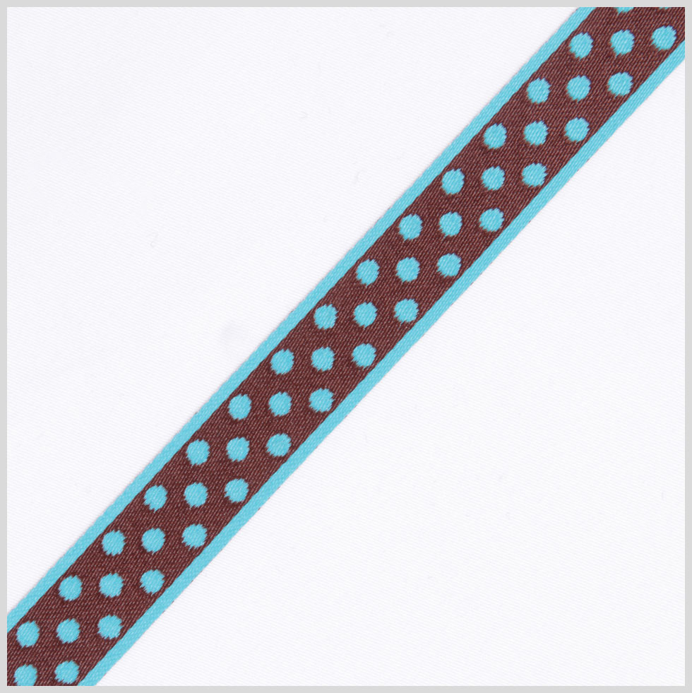 Turquoise/Brown French Jacquard Ribbon Turquoise/Brown French Jacquard Ribbon